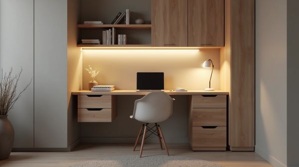 Bureau d'angle avec rangement : la solution des petits espaces de travail